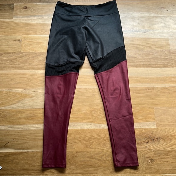 Color block athletic leggings leather look - Picture 2 of 5